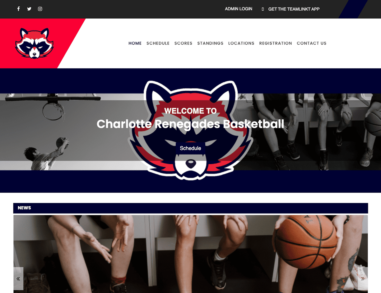 basketball club website manager